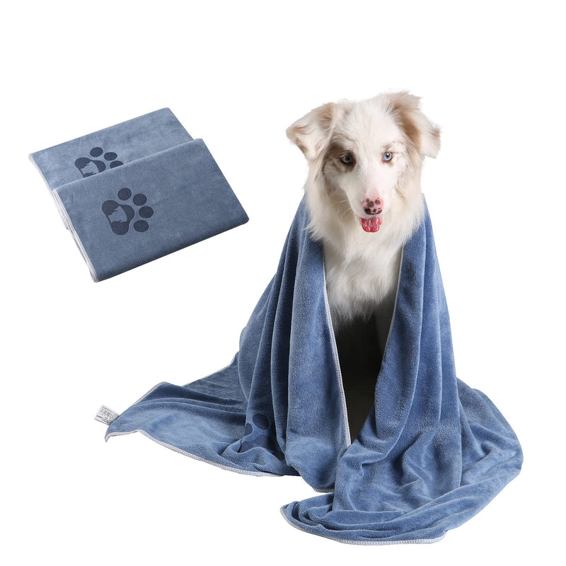 2 Pack Dog Bath Towel for Drying Dogs, Extra Large 55×27" Super Absorbent Pet Towel, Microfiber Dog Grooming Towel for Small, Medium, Large Dogs and Cats, Dog Towel Set, 140×70cm - BeesActive Australia