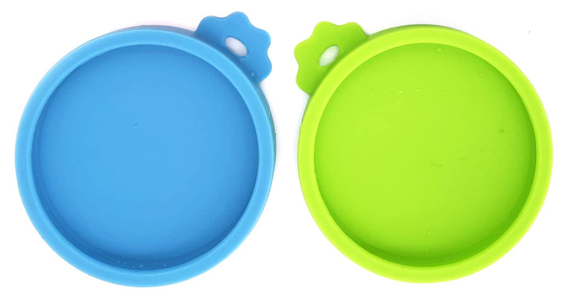 COMTIM Small Size Cat Food Can Lids, 2 Pack Silicone Cat Food Can Lids Covers for Small Cans 3 oz 2.5 oz Blue / Green - BeesActive Australia