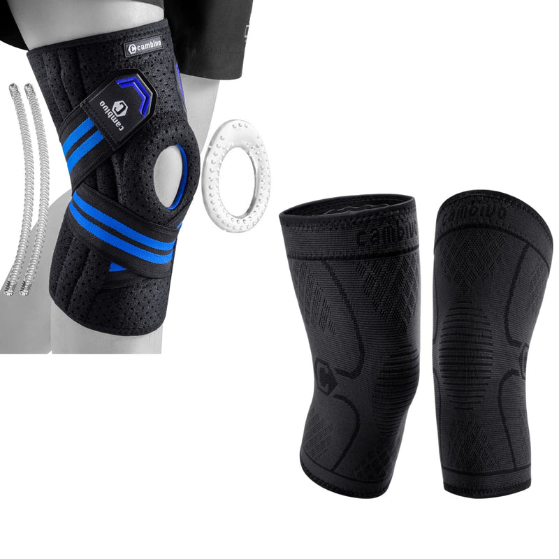 CAMBIVO 2 Pack NS10 Knee Brace for Running and CAMBIVO 1 Pack Knee Braces for knee pain with Side Stabilizers, Medium - BeesActive Australia