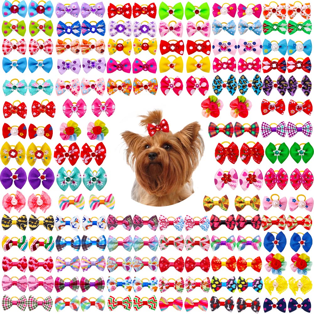 60pcs Dog Hair Bows, Dog Bows Grooming Made of High Tenacity Rubber Bands, 30 Pairs Beautiful Puppy Bows in mix - BeesActive Australia