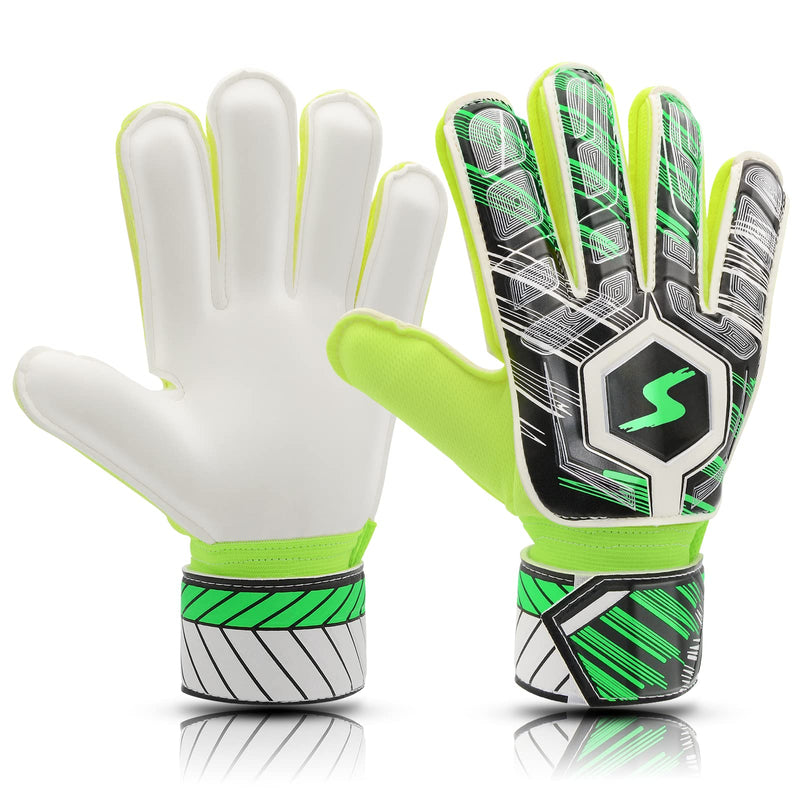 Soccer Goalie Gloves Kids Youth Adult, Goalkeeper Gloves Strong Grip with Fingersave and Double Wrist Protection, Fit Match Training Green 10 - BeesActive Australia