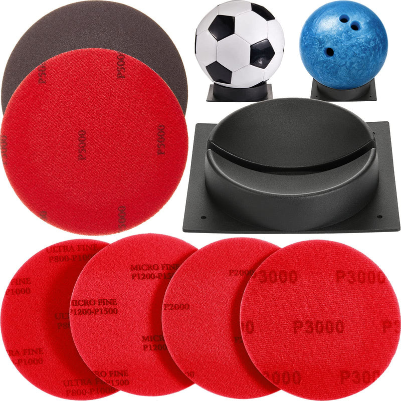 7 Pieces Bowling Sanding Pads Cup Set, Including 6 Resurfacing Polishing Kit Bowling Ball Grit Pads Bowling Ball Cup Bowling Ball Stand Bowling Ball Holder for Bowling Sports Ball Cleaning Display - BeesActive Australia