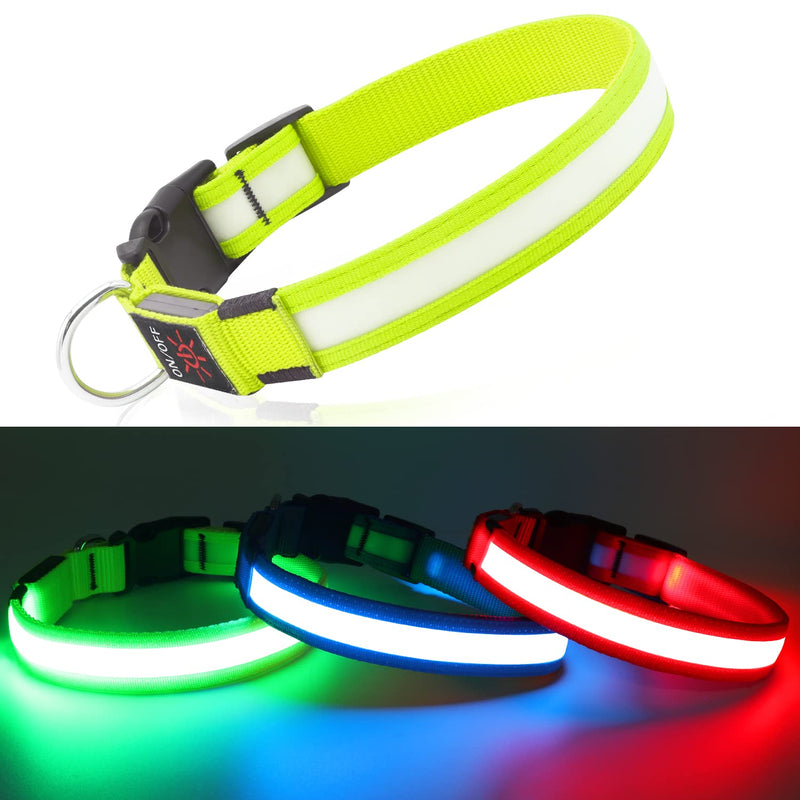 Light Up Dog Collars DQGHQME Led Dog Collar USB Rechargeable Safety Lighted Dog Collar for Small Medium Large Dogs，Flashing Lights for Dog Walking at Night Glow in The Dark Camping Dog Collars. Green-Pure - BeesActive Australia
