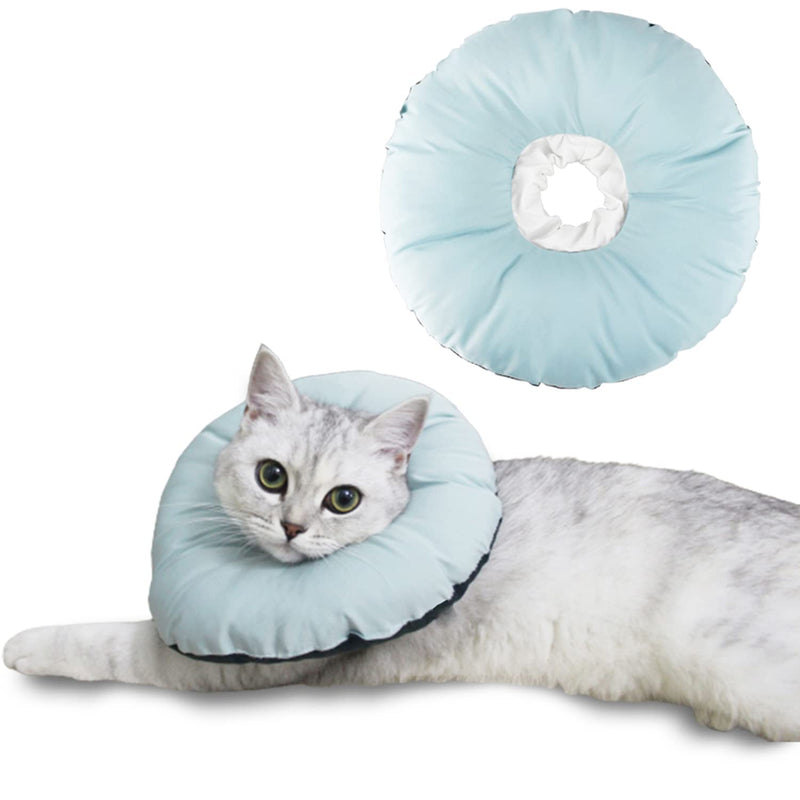 NUA-CLOX Cat Cone Collar Soft for Cats and Medium Small Dogs for After Surgery - Comfy Cat Recovery Collar - Dog Cones Alternative - Adjustable Protective Cat Donut Collar - Elizabethan e Collar for Cats - Healing Neck Pillow Light Blue & Dark Green L - BeesActive Australia