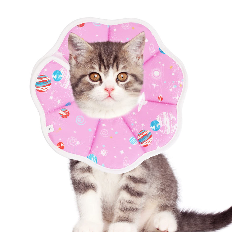 Johoxton Cat Cone Collar Soft Recovery After Surgery Cat Cones to Stop Licking Cat Recovery Collar Cat Donut Collar E Collar for Cats Puppy Dog S Fiber Pink - BeesActive Australia