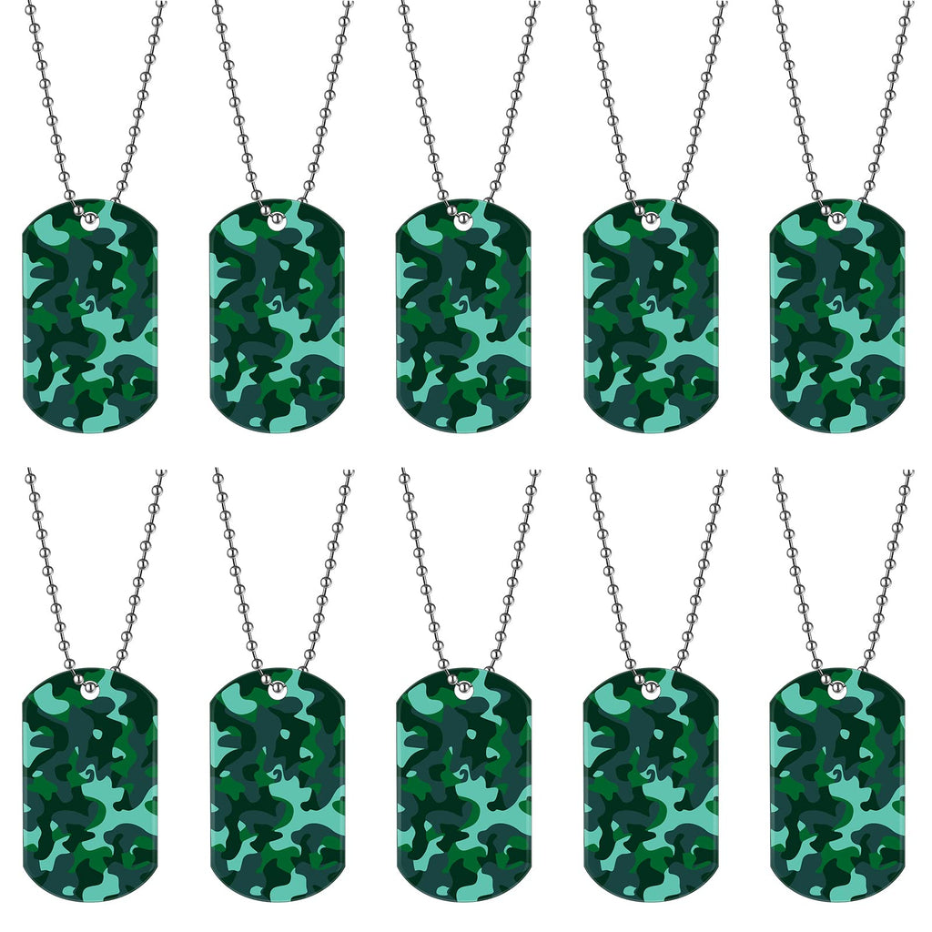 24 Pcs Camouflage Dog Tags Acrylic Army Dog Tags Camo Party Favors Army Birthday Favors Camo Necklace with Metal Beaded Chain for Kids Men Dogs Soldier Army - BeesActive Australia