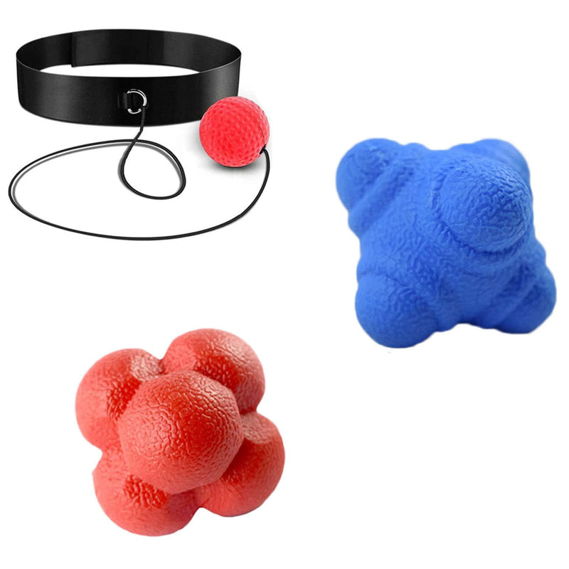 Silicone Hexagonal Reaction Ball (2 Pcs) High Density Rubber Foam Bounce and Boxing Reflex Ball Set with Headband, Suitable for Agility Reflex, Boxing Equipment at Home and Coordination Training - BeesActive Australia