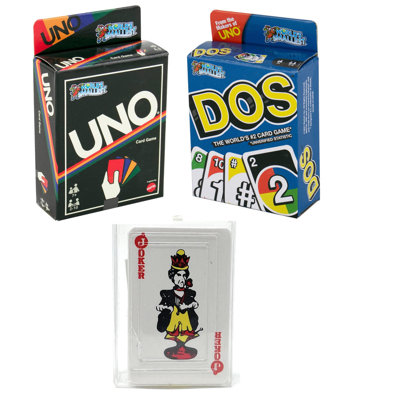 World's Smallest Card Game Bundle Set of 3 Retro Uno - Dos - Mini Playing Cards - BeesActive Australia