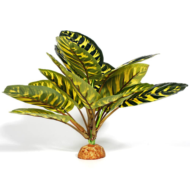 WOLEDOE Reptile Terrarium Decor Plants, Bearded Dragon Tank Accessories fit Crested Gecko Leopard Lizard Chameleon Ball Python Snake Frog - Yellow Fake Prayer Peacock Plants - BeesActive Australia