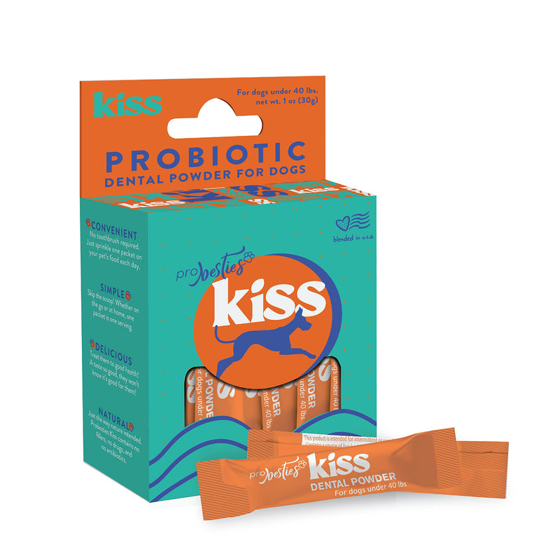 ProBesties Kiss - Dog Bad Breath Eliminator, Perio Support, and Plaque Remover - Dental Powder for Dogs - Probiotic Food Topper (30 Day Supply) Small (Pack of 30) - BeesActive Australia
