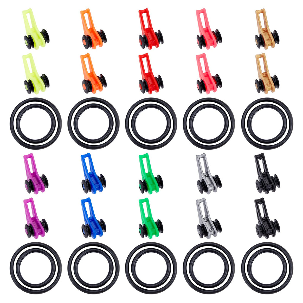 SUPERFINDINGS 50 Sets 10 Colors Fishing Rod Hook Keeper with 2 Sizes Silicone Rings Fishing Lure Bait Holder Plastic Fishing Pole Hook Keeper Fishing Accessories Tools - BeesActive Australia