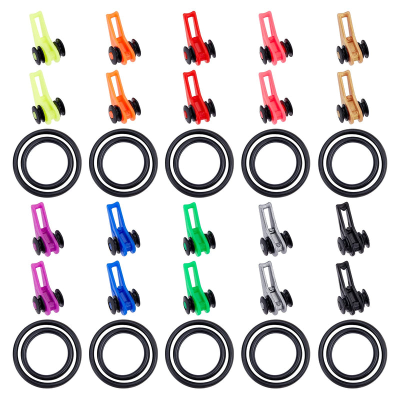 SUPERFINDINGS 50 Sets 10 Colors Fishing Rod Hook Keeper with 2 Sizes Silicone Rings Fishing Lure Bait Holder Plastic Fishing Pole Hook Keeper Fishing Accessories Tools - BeesActive Australia