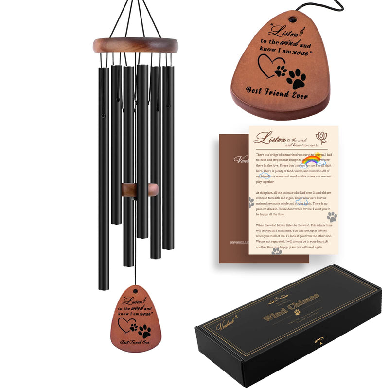 VENBEEL Pet Memorial Gifts, 28" Pet Memorial Wind Chimes, Dog Memorial Gifts, Pet Loss Gifts, Loss of Pet Sympathy Gift, Pet Remembrance Gift in Memory of Dog Cat Black - BeesActive Australia