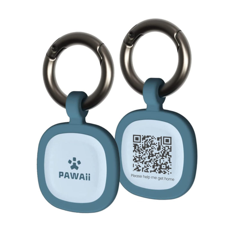 Pawaii QR Code Pet ID Tag, Dog Tag with QR Code, Silent Silicone Dog ID Tag, Modifiable Pet Online Profile, Free Online Pet Page Emergency Contact Deep Sea Blue - BeesActive Australia