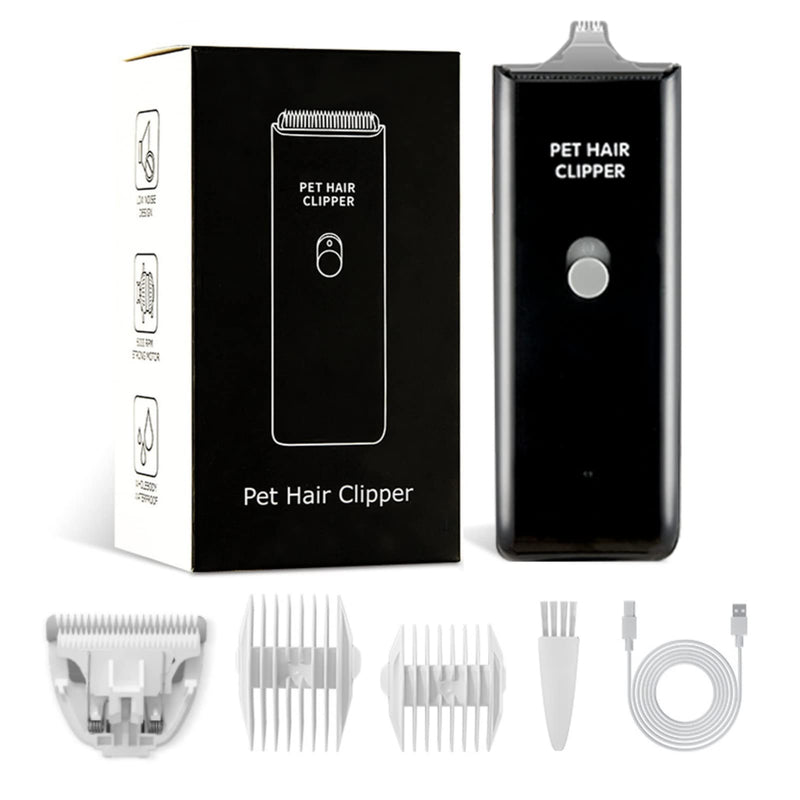 Founouly 2 in 1 Home Professional Dog Grooming Kit Clipper Low Noise USB Rechargeable Gifts for Dog Cat Black Map005-black - BeesActive Australia