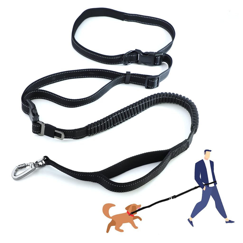 Hands Free Dog Leash,6FT Strong Double Padded Handle Dog Leash with Car Seat Belt Buckle, Reflective Dog Walking Training Shock Absorbing Bungee Leash 6in1,Zipper Pouch, Heavy Duty Dog Leash Black - BeesActive Australia