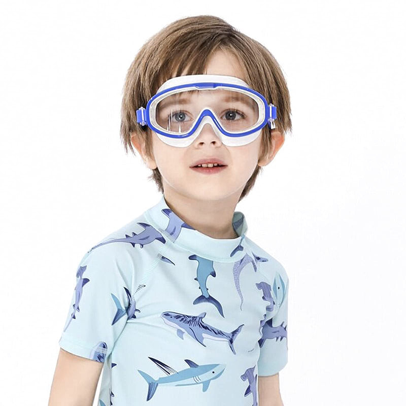Kids Swim Goggles, Snorkel Diving Mask, 180° Panoramic Swim Mask, Anti-Fog Swimming Goggles for Child 3-14 Years Blue - BeesActive Australia