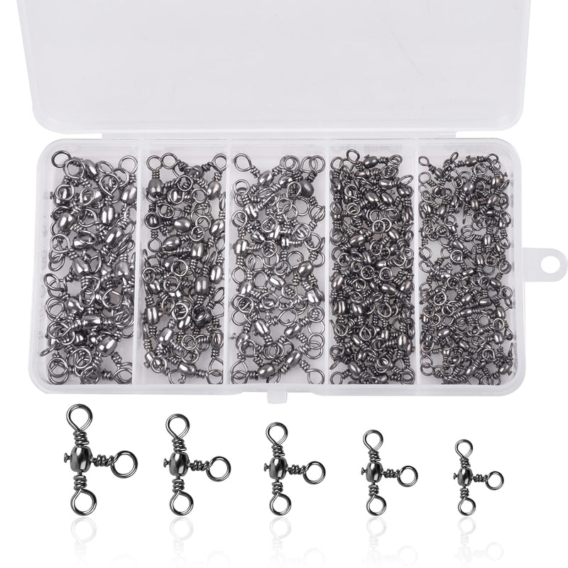 JOGFFDE 3 Way Cross-Line Barrel Swivels Kit - 130PCS T-Turn Crossline Swivels Fishing Line Connector Copper Fishing Swivels Fishing Accressories - BeesActive Australia