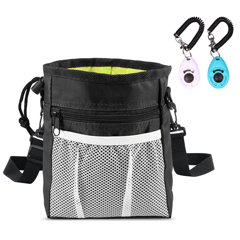 Left&Right - Dog Clicker Training Kit,Dog Training Treat Pouch and Dog Clickers,Dog Treat Bag with Clicker Training for Dogs,Pet Treat Bag with Waist Belt Shoulder Strap Poop Bag Dispenser 7.0x5.5x2.4 in Black Clicker Set - BeesActive Australia