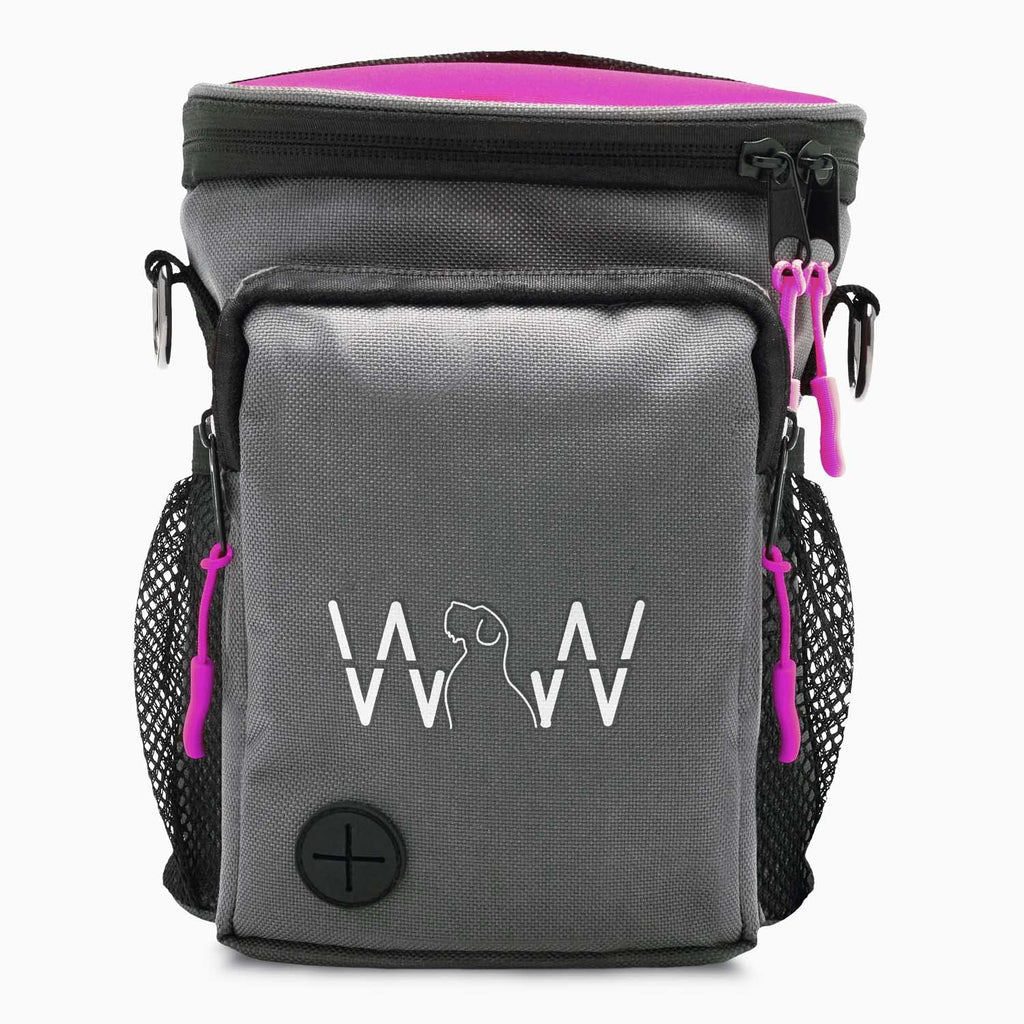 WOLF IN WINTER© Pet, Dog or Horse Treat Pouch Bag with Neoprene Split Top Patent-Pending - Stylish, Quality Dog Training Treat Pouch with XL Shoulder Strap, Belt and Clip, Exterior Storage Pocket - BeesActive Australia