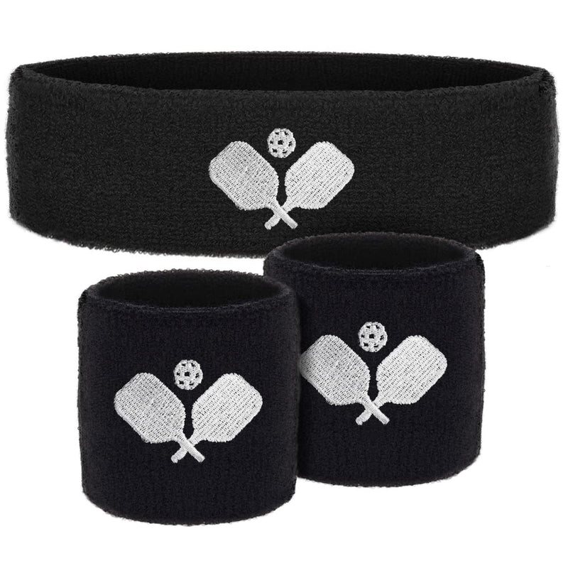 Pickleball Wristbands and Headband Set — 3 Piece Sweat Absorption Sweatbands — Moisture Wicking Athletic Cotton - BeesActive Australia