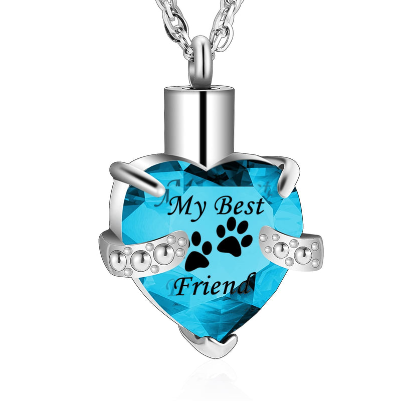 Crystal Cremation Jewelry Heart Urn Necklace for Pet Ashes Stainless Steel Birthstone Memorial Keepsake Ash Holder for Cat Dog December - BeesActive Australia