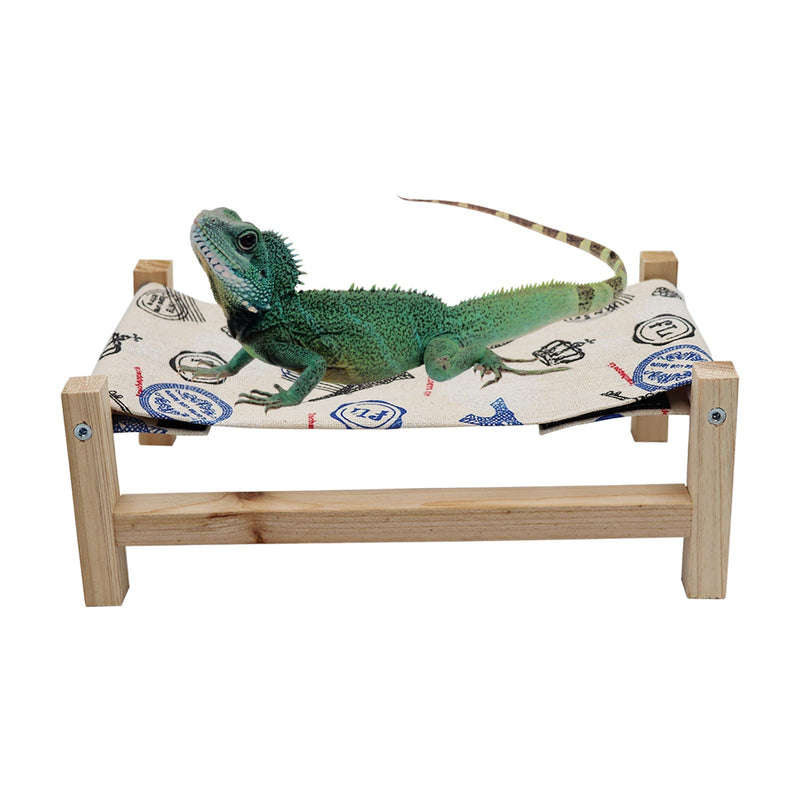 Dnoifne Reptile Hammock Swing Hanging Bed, Wooden Lizard Bed, Reptile Summer Bed for Bearded Dragon Leopard Gecko Lizard Wood + Tower Pattern - BeesActive Australia