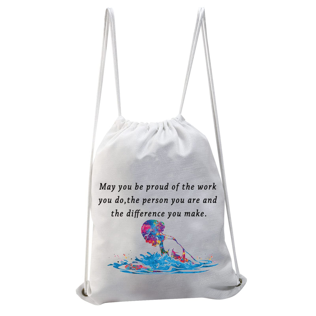 G2TUP Swimming Drawstring Backpack Swimmer Gift May You Be Proud Of The Work You Do Swim Lover Drawstring Bag (Swim Backpack) Swim Backpack - BeesActive Australia