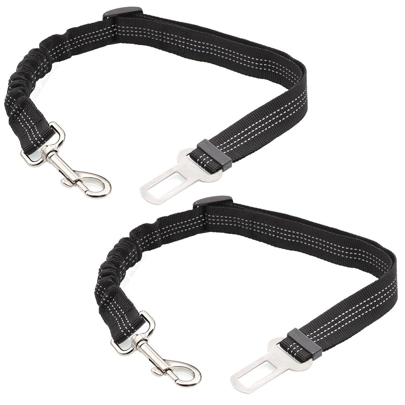 Yiaizhuo 2 Dog Car Harness Seatbelt Seat Belt Leash Travel Accessories Bungee Anti Shock Pet Cat Adjustable Lead Clip Safety Seats Belts Black 2 Packs - BeesActive Australia