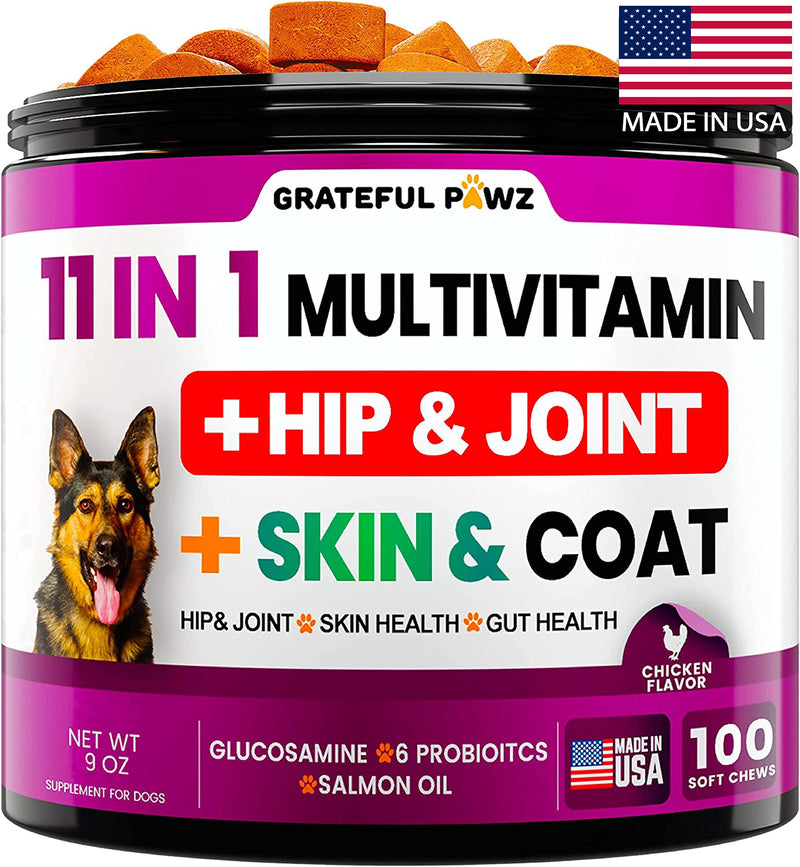 Dog Multivitamin Chewable with Glucosamine - Dog Vitamins and Supplements, Senior & Puppy Multivitamin for Dogs - Pet Chondroitin Hip and Joint Support Health, Immune Booster, Skin, Heart, Probiotics - BeesActive Australia