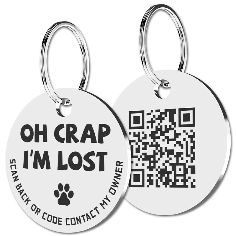 MYLUCKYTAG Stainless Steel QR Code Pet ID Tags Cat Tags - Pet Online Profile - Scan QR Receive Instant Pet Location Alert Email Im Lost,silver - BeesActive Australia