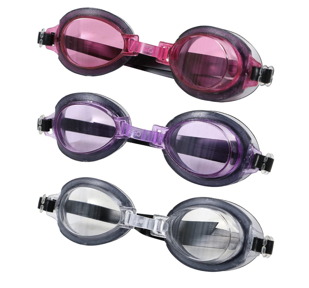 3 Pack Youth Kids Goggles for Swimming Silicone UV Protection for Kids Age 6 and up Boys Girls Pink Purple and Gray - BeesActive Australia