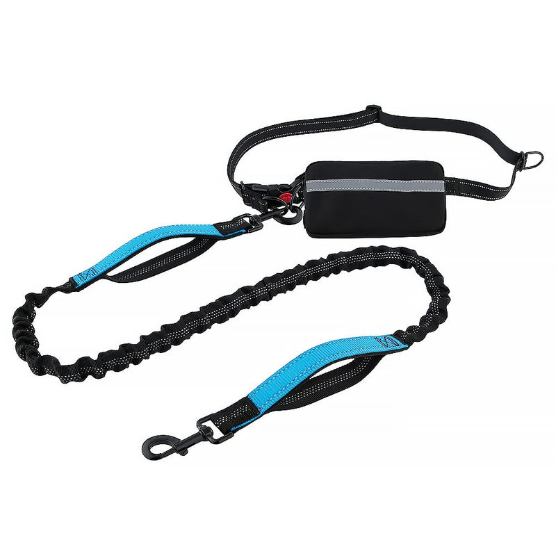 Plutus Pet Hands Free Dog Leash, Soft Padded Dual Handle Retractable Bungee Leash with Reflective Stitches, Adjustable Wasit Leash for Dog Walking Running Jogging, for Medium Large Dogs Blue - BeesActive Australia