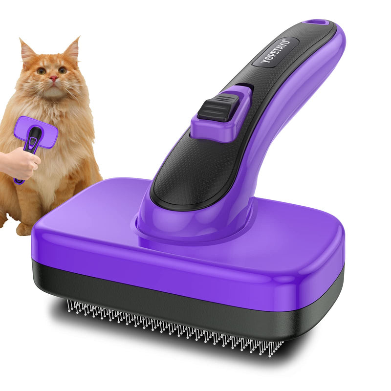 Dogs Self-Cleaning Slicker Brush for Shedding & Grooming Long Short haired, Cats Retractable Brushes for Large Medium Small. Gently Removes Loose Undercoat, Mats Tangled Hair from Pet's Coat (Purple) Purple - BeesActive Australia