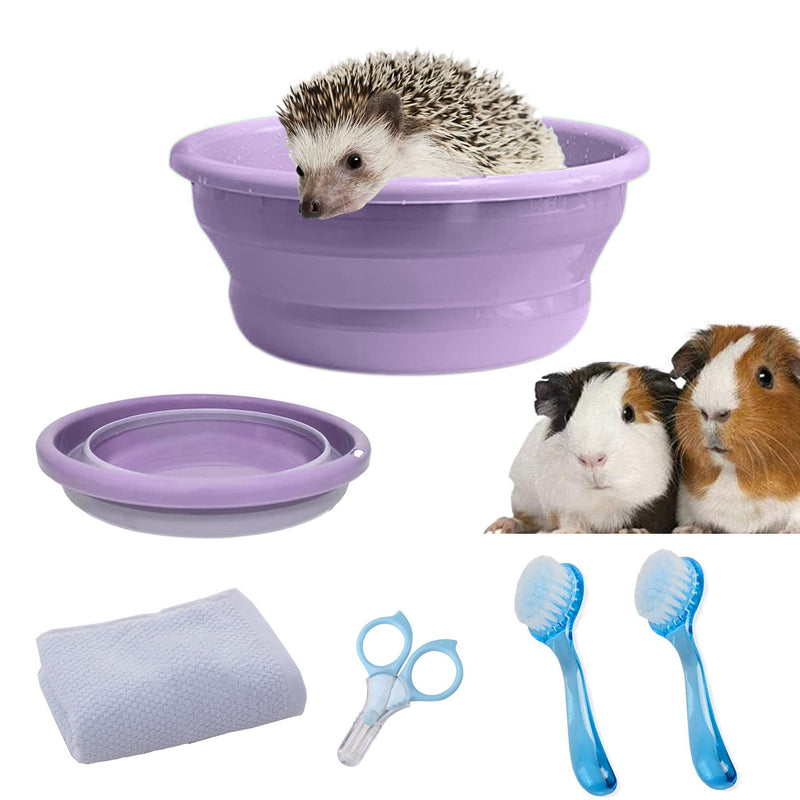 JSLZF Hedgehog Supplies Foldable Hedgehog Bathtub, Hedgehog Nail Clippers, 2PCS Bathing Brush, Bath Towel, Plastic Small Animal Swimming Pool, Guinea Pig Small Pet Sand Bath for Hedgehog - BeesActive Australia
