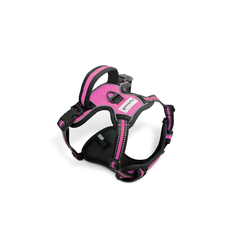FurDreams No Pull Dog Harness - Secure Padded Vest Harness, Comfortable Material with Reflective Strips, Non-Restrictive, No Choke Fit with 4 Adjustable Straps, Easy Clip On Buckle Small Pink - BeesActive Australia