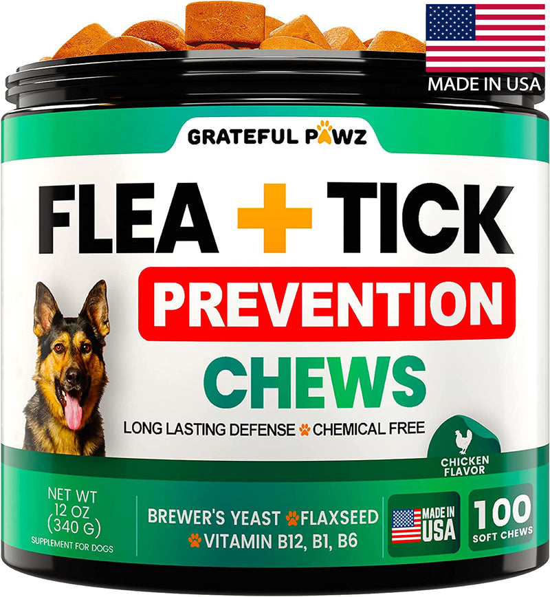 Flea and Tick Prevention for Dogs Chewables - Natural Dog Flea & Tick Control Supplement - Flea and Tick Chews for Dogs - Oral Flea Pills for Dogs - All Breeds and Ages - Soft Tablets - Made in USA - BeesActive Australia