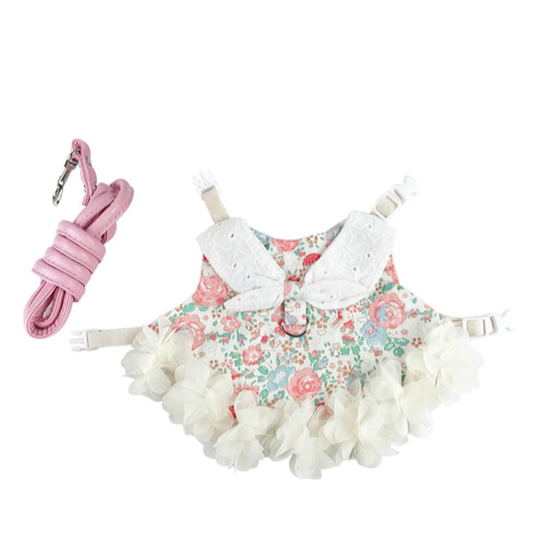 Bunny Harness and Leash,Adjustable Soft Guinea Pig Clothes Pet Rabbit Ferret Harness Costumes for Small Animals Dress Floral - BeesActive Australia