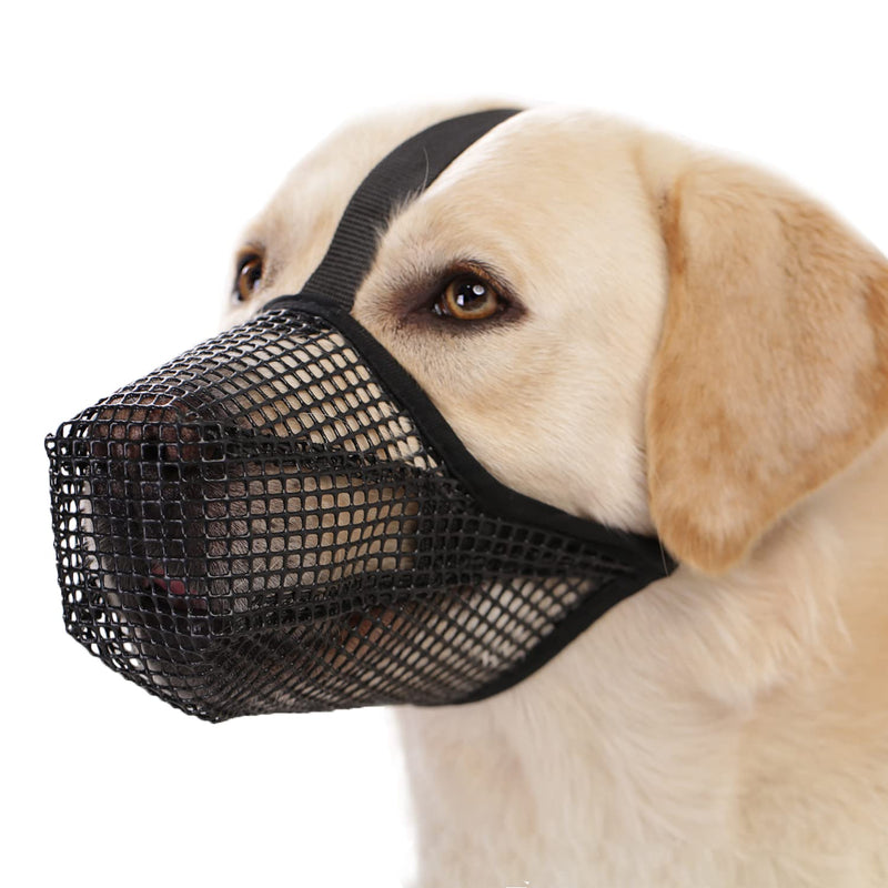 Dog Muzzle, Soft Mesh Muzzle for Small Medium Large Dogs Labrador German Shepherd, Breathable Adjustable Muzzles for Biting, Chewing, Scavenging and Poisoned Bait, Allows Panting and Drinking Black L - BeesActive Australia