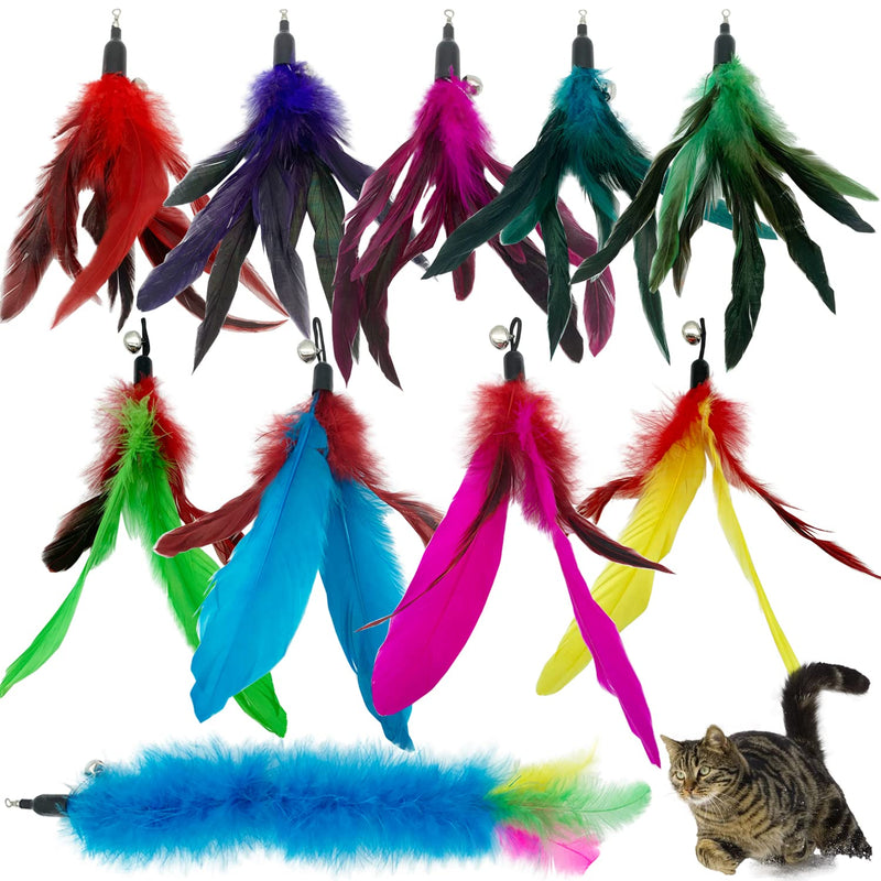 Cat Feather Toys Replacement Cat Toy Wand Refills, 10 Pieces Natural Feather Refills, Feather Replacement for Cat Wand A-10PCS Feather Refills - BeesActive Australia