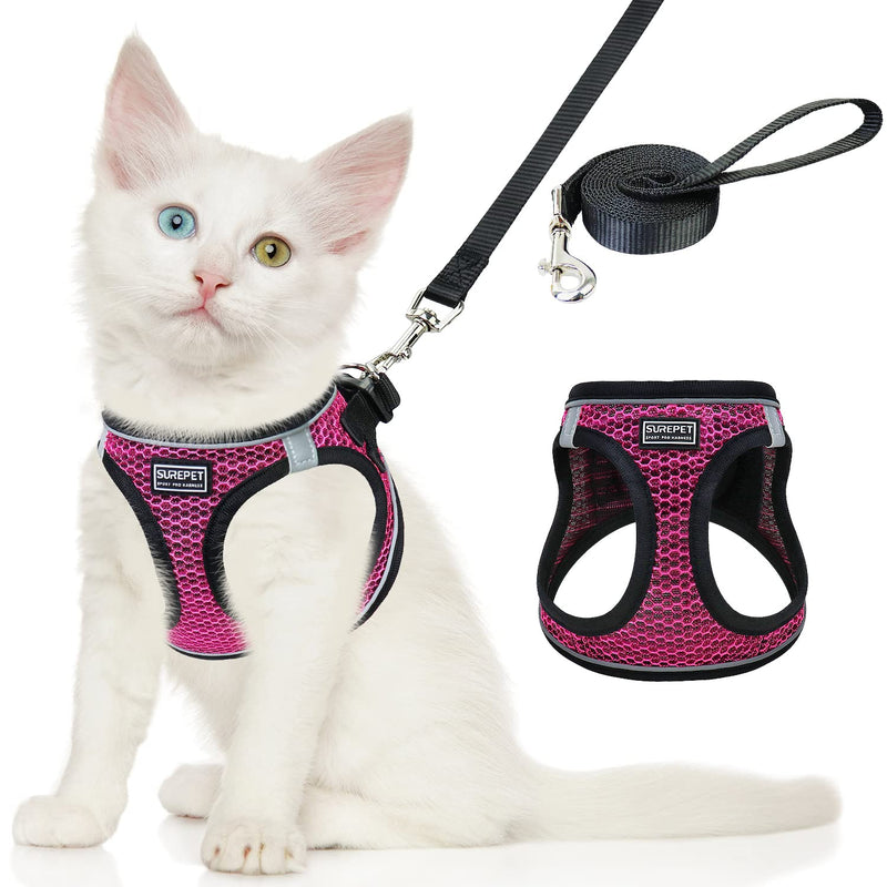 nanappice Cat Harness and Leash for Walking,Escape Proof Saft Adjustable Kitten Vest Harnesses for Cats,Easy Control Soft Breathable Reflective Strips XS Pink - BeesActive Australia