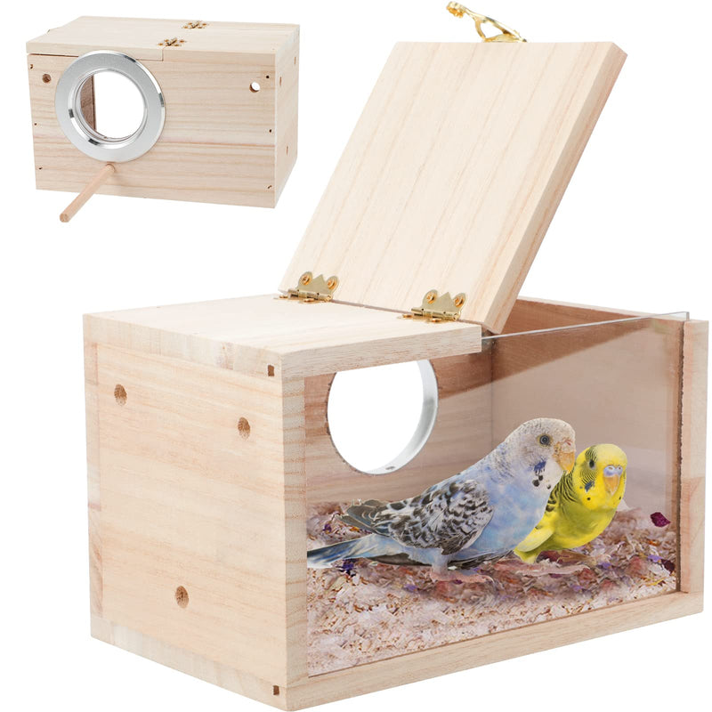 GINDOOR Parakeet Nesting Box Transparent Bird House for Cage Natural Wood Breeding Box for Parrot Parakeet Cockatiel Lovebirds Budgie Conure and Other Small Birds - BeesActive Australia