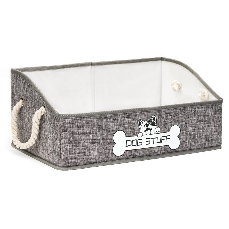 Thankspaw Dog Toy Box, Large Dog Toys Storage with Handle, Fabric Trapezoid Dog Toy Bin, Collapsible Basket Chest Organizer, Perfect for Pet Toys, Blankets, Dog Toys and Accessories Light Grey1 - BeesActive Australia