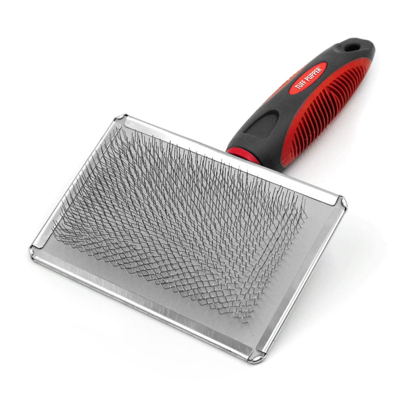 Tuff Pupper Slicker Dog Brush | Large Comb Head for Large & Medium Dogs | Pet Grooming Brush for Shedding Coat Fur | Gently Remove Tangled, Loose Undercoat and Mats Hair | Pet Grooming Brush Tool - BeesActive Australia