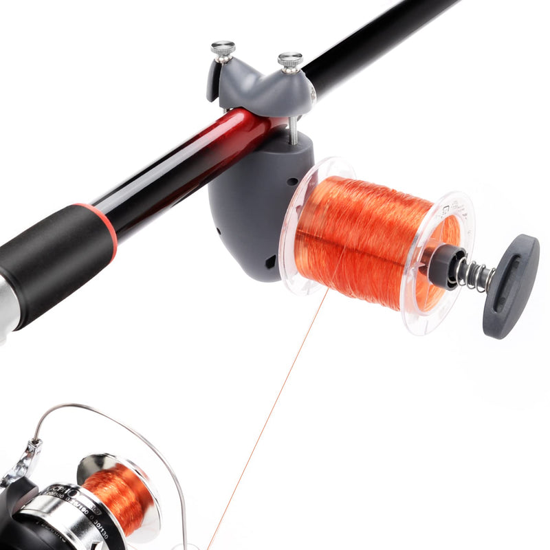 Teamaze Fishing Line Spooler, Fishing Line Spooling Tools for Spinning Reels and Casting Reels, Portable Fish Shape Adjustable Position Line Counter, Grey - BeesActive Australia