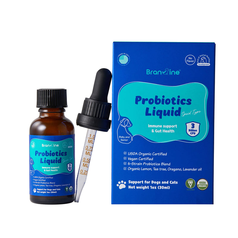 Branvine Probiotics Liquid Immune Support& Gut Health for Dogs and Cats - 6-Strains Probiotics with Organic Lemon, Organic Tea Tree, Organic Oregano, Organic Lavender (30 ml) - BeesActive Australia
