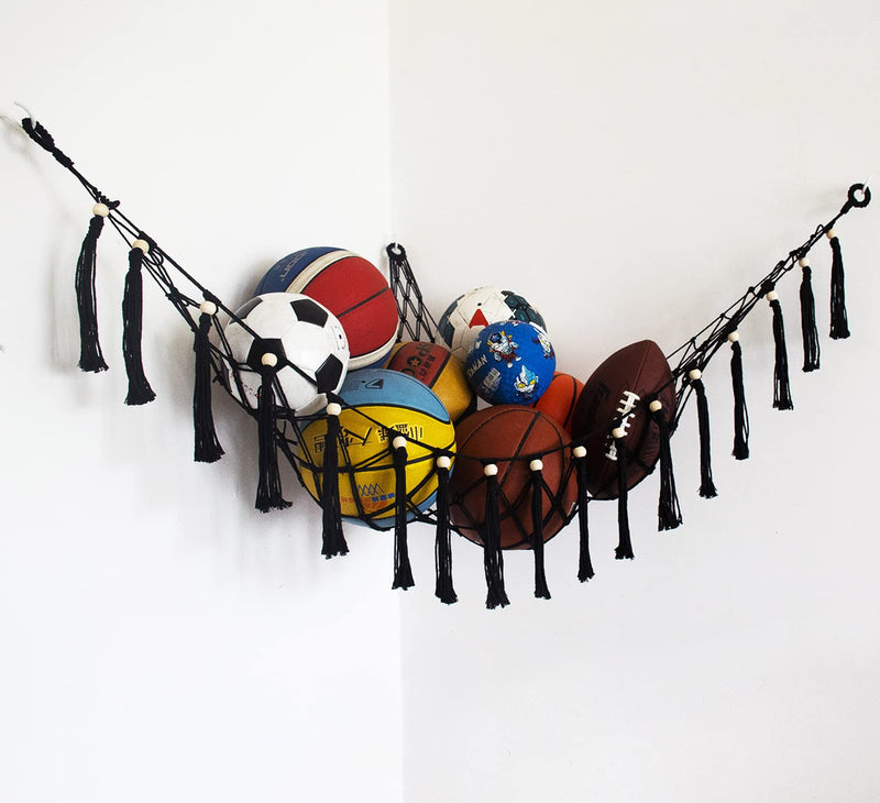 Sport Ball Storage Hammock Hanging Net for Ball Holder Rack Corner, Display Wall Storage for Soccer, Basketball, Volleyball, Rugby, Football - BeesActive Australia