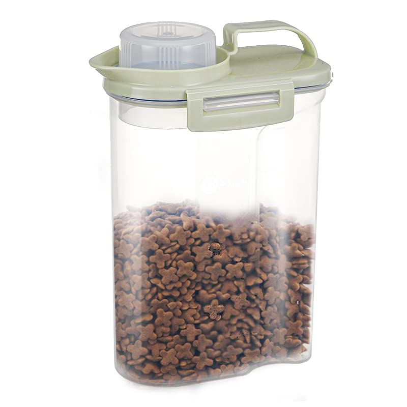 Pet Food Storage Container, Cereal Container with Airtight Design Pour Spout Measuring Swivel Cup, BPA-Free Dry Food Dispenser for Dogs Cats Birds Beige - BeesActive Australia