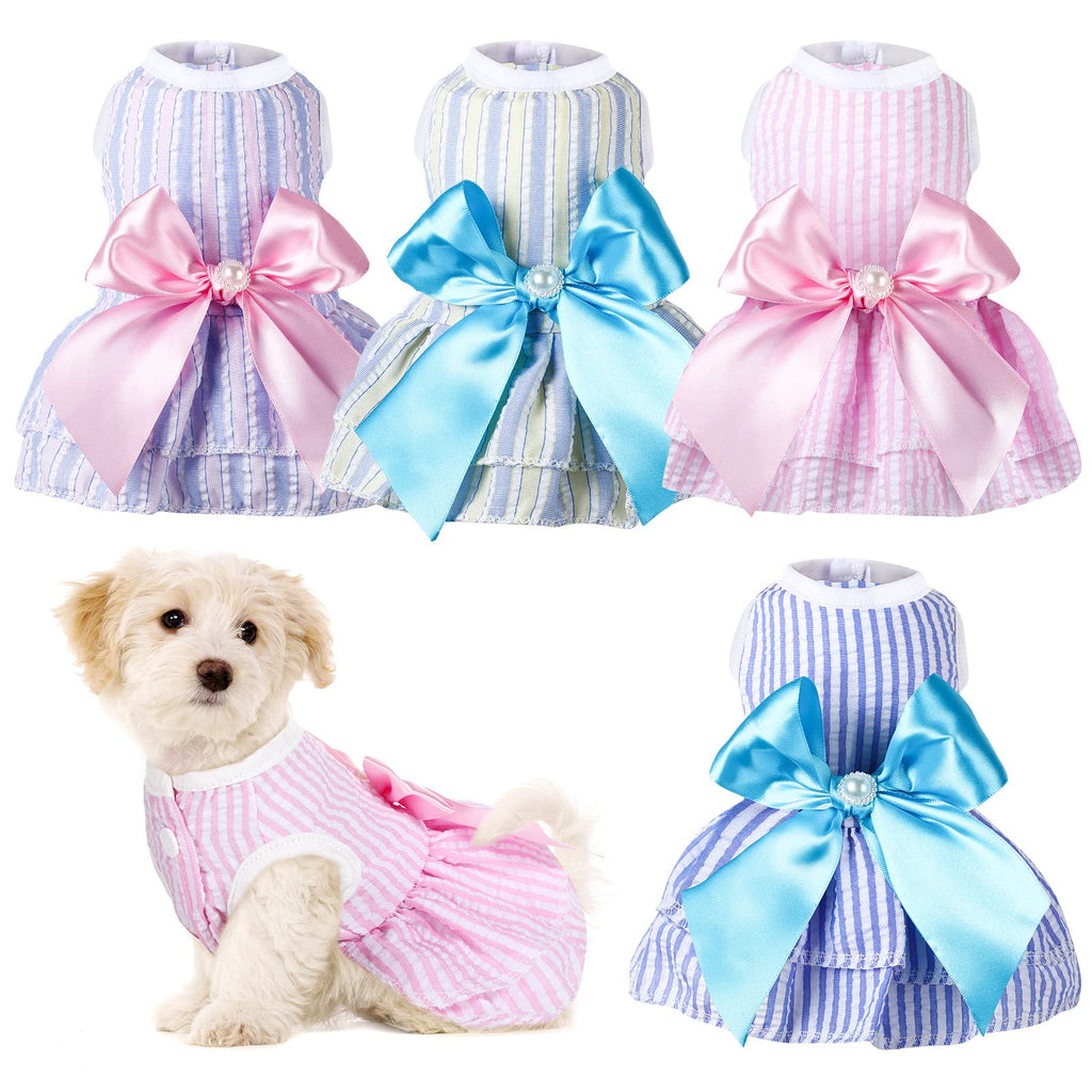 4 Pieces Dog Dresses for Small Medium Dogs Puppy Clothes Summer Princess Pet Dresses Girl Female Doggie Tutu Skirt Apparel for Chihuahua Yorkies Pup Cat Outfit - BeesActive Australia