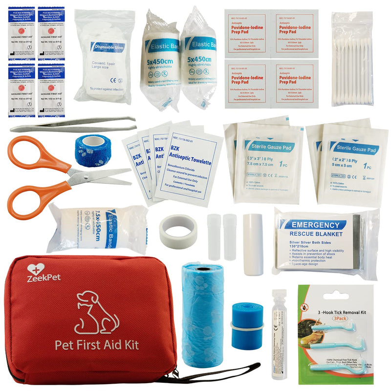Pet First Aid Kit ZeekPet Medical Bag for Dogs and Cats Trauma Kit with Self Adhering Bandage , Styptic Pencil, Onitment, Pill Box, Emergency Blanket Perfect Survival Kit for Traveling with Your Pet First Aid Kit And Styptic Pencil - BeesActive Australia